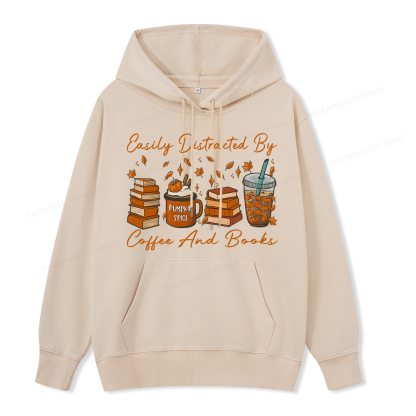 Pagewings Easily Distracted By Coffee And Books Unisex Classic Hoodie