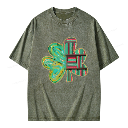 Pagewings Cloverleaf Creative Bookshelf Unisex Washed T-shirt