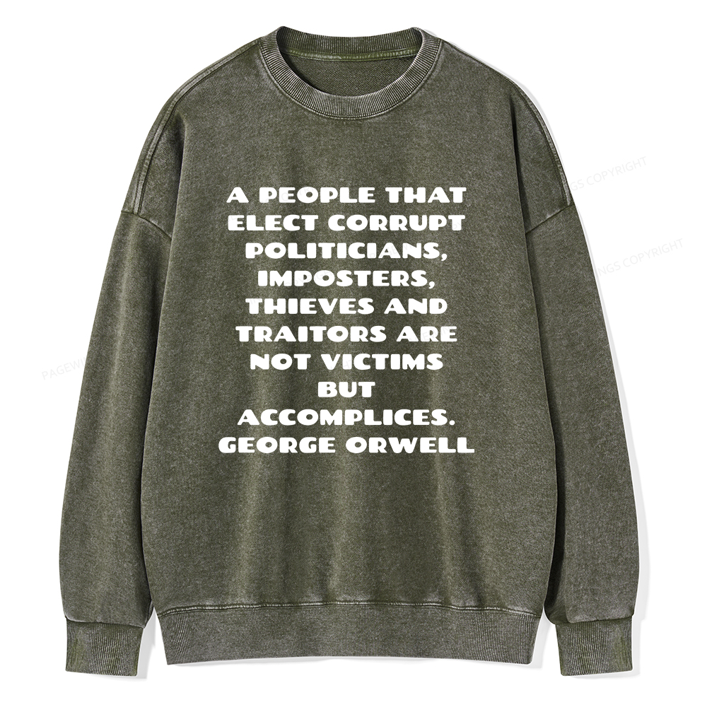 Pagewings A People That Elect Corrupt Politicians Unisex Washed Sweatshirt