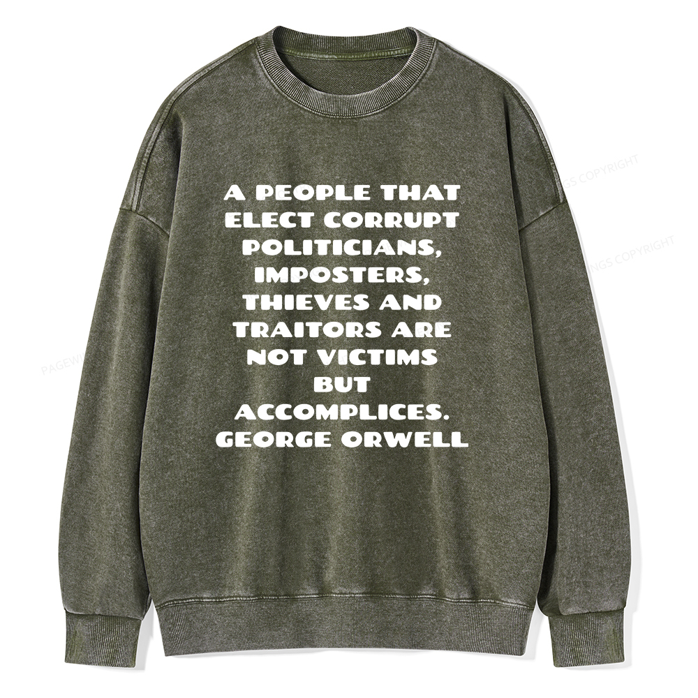 Pagewings A People That Elect Corrupt Politicians Unisex Washed Sweatshirt