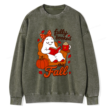 Pagewings All Booked For Fall Unisex Washed Sweatshirt