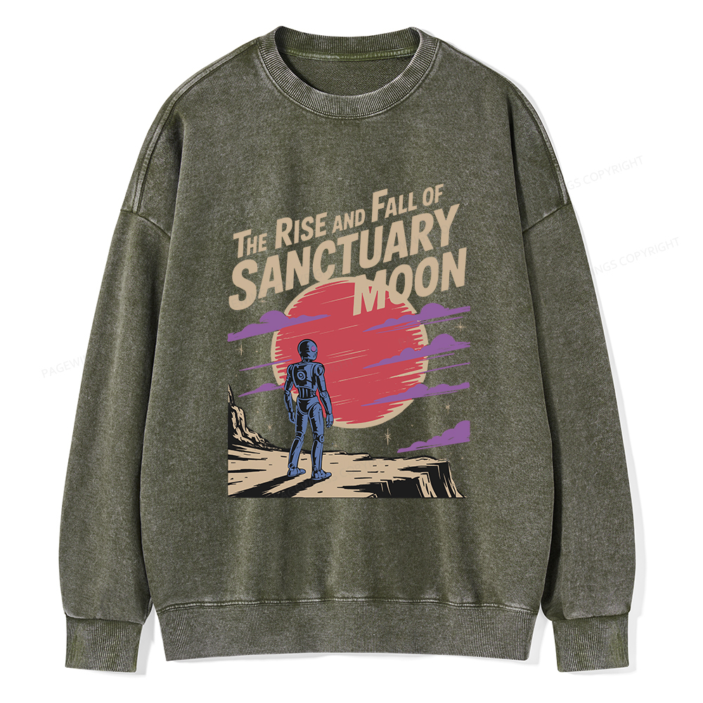 Pagewings The Rise And Fall Of Sanctuary Moon Unisex Washed Sweatshirt