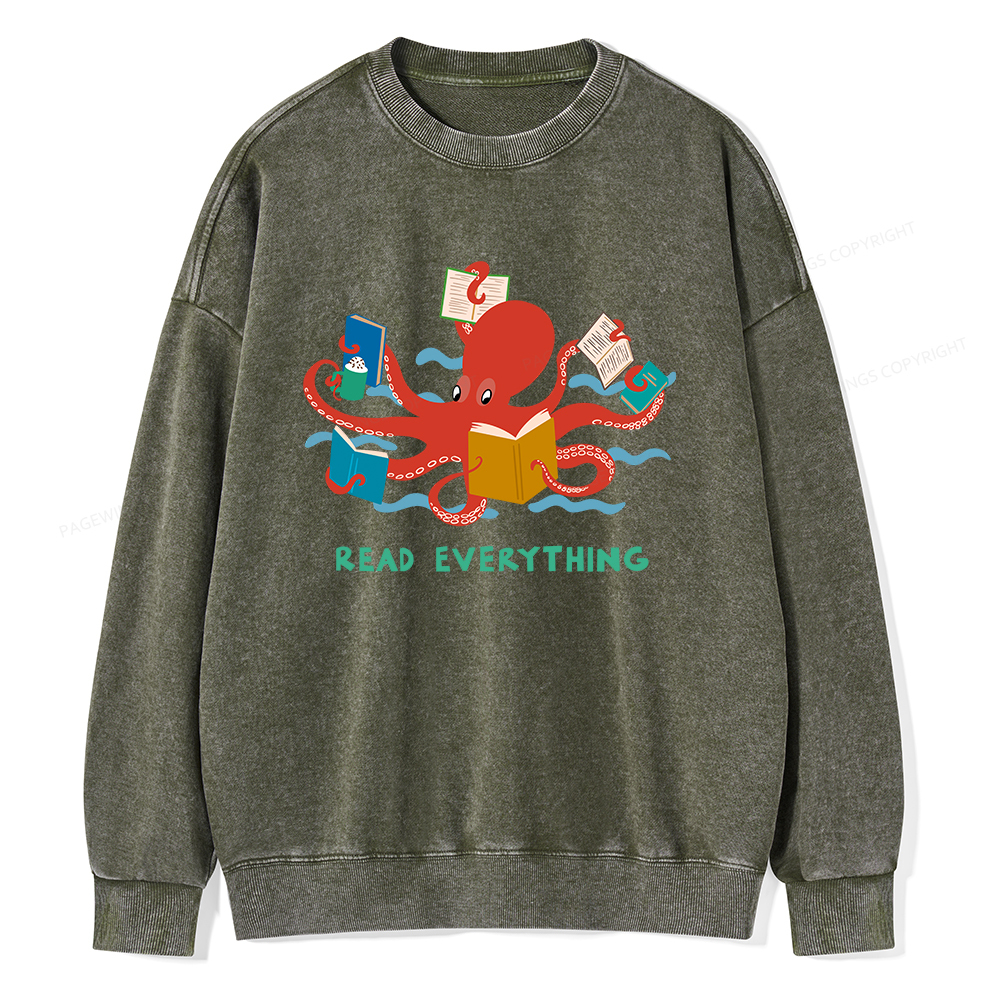 Pagewings Read Everything Unisex Washed Sweatshirt