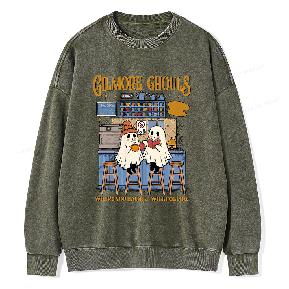 Pagewings Gilmore Ghouls Unisex Washed Sweatshirt