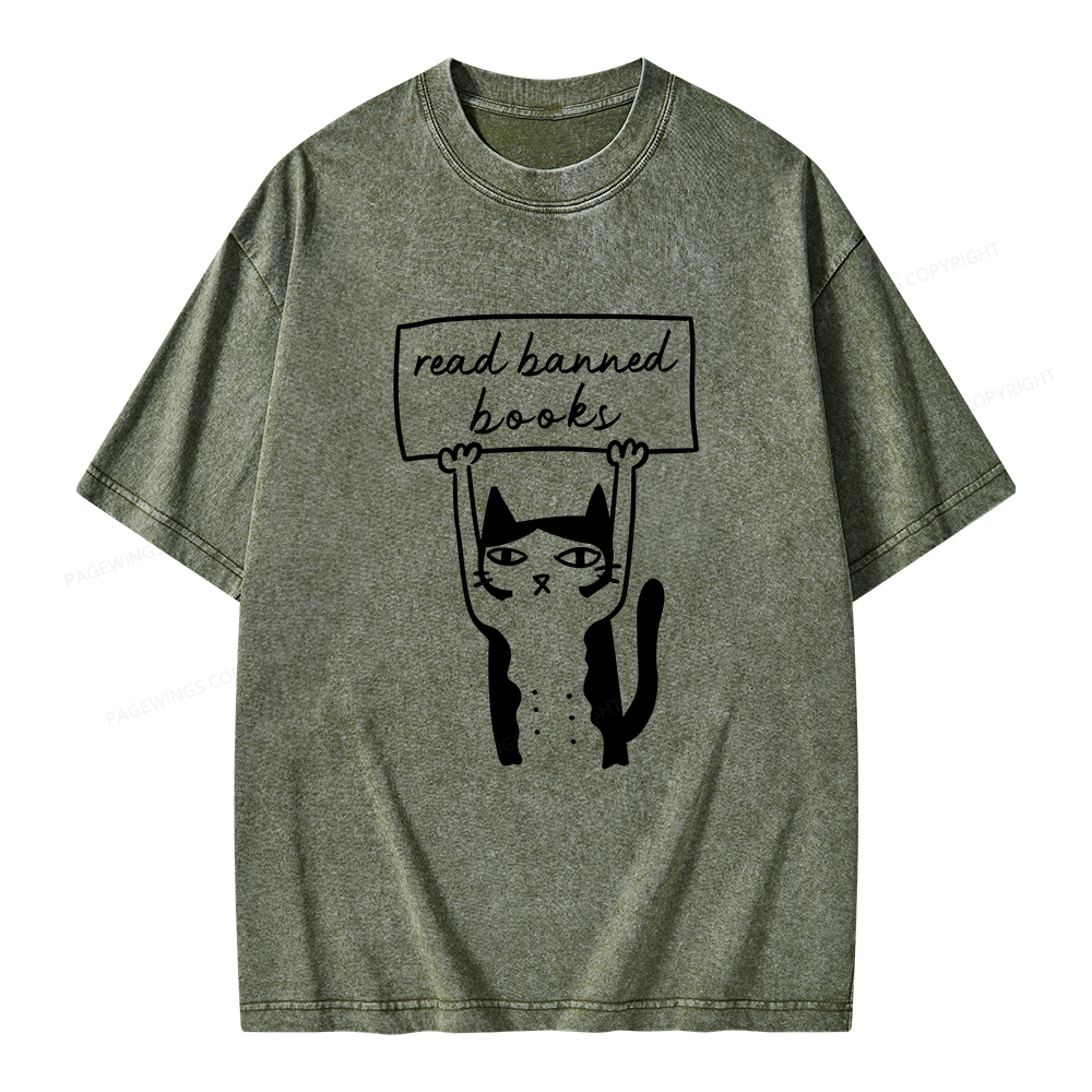 Pagewings Read Banned Books Unisex Washed T-shirt