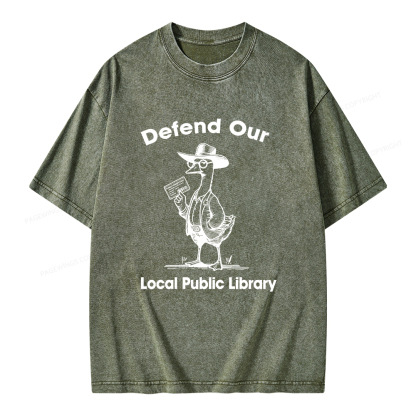 Pagewings Defend Our Public Library Unisex Washed T-shirt