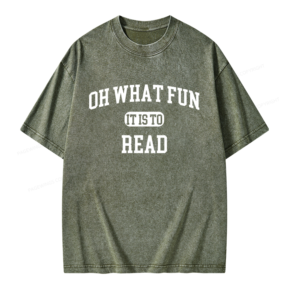Pagewings Oh What Fun It Is To Read Unisex Washed T-shirt