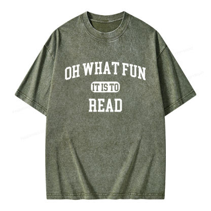 Pagewings Oh What Fun It Is To Read Unisex Washed T-shirt