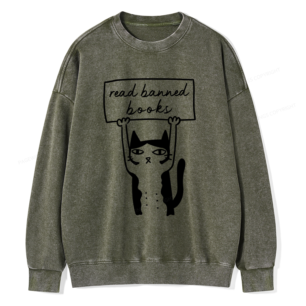 Pagewings Read Banned Books Unisex Washed Sweatshirt