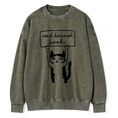 Pagewings Read Banned Books Unisex Washed Sweatshirt