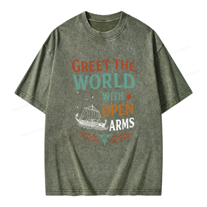 Pagewings Greet the World With Open Arms Unisex Washed T-shirt