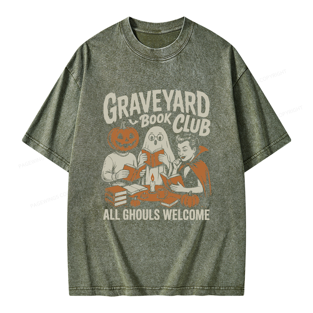 Pagewings Graveyard Book Club Unisex Washed T-shirt