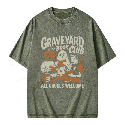 Pagewings Graveyard Book Club Unisex Washed T-shirt