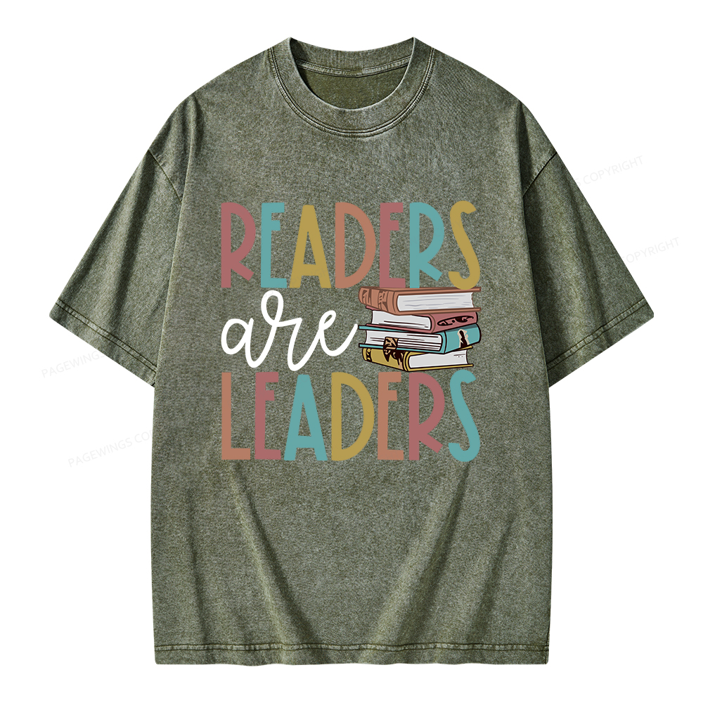 Pagewings Readers Are Leaders Unisex Washed T-shirt