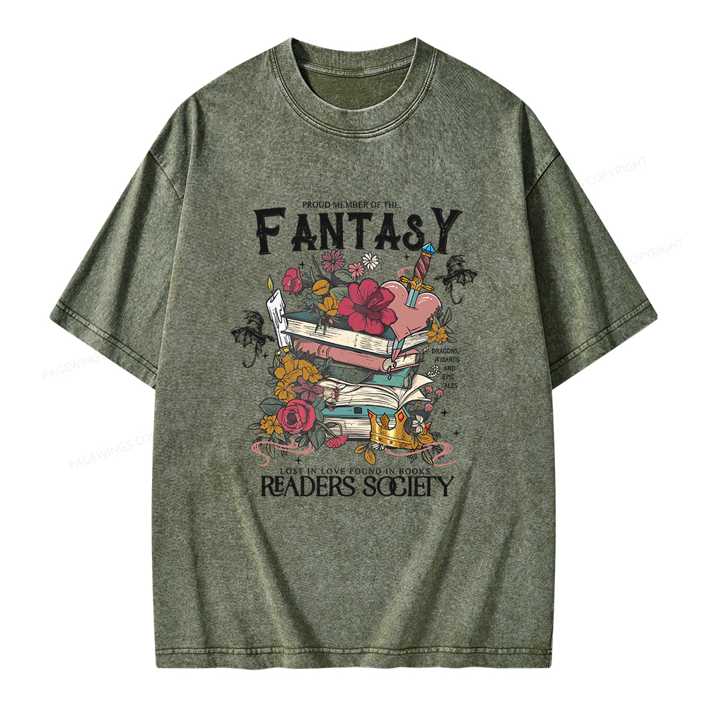 Pagewings Fantasy Readers Society Unisex Washed T-shirt
