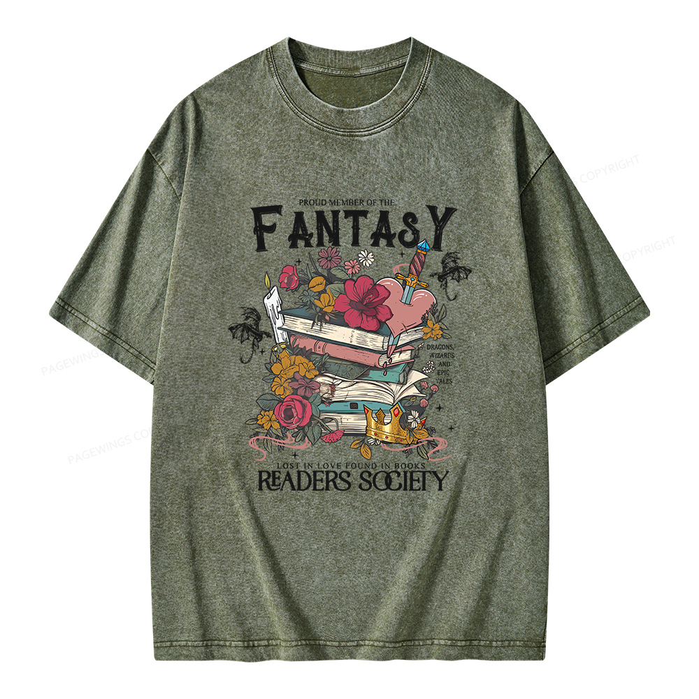 Pagewings Fantasy Readers Society Unisex Washed T-shirt