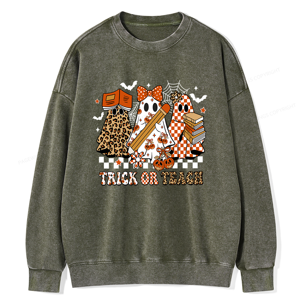 Pagewings Trick or Teach Unisex Washed Sweatshirt