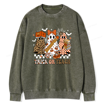 Pagewings Trick or Teach Unisex Washed Sweatshirt