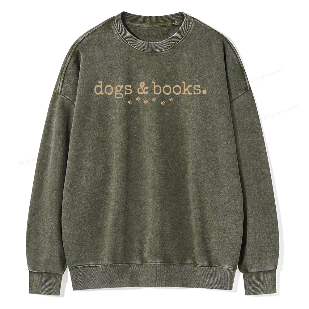 Pagewings Dogs & Books Unisex Washed Sweatshirt