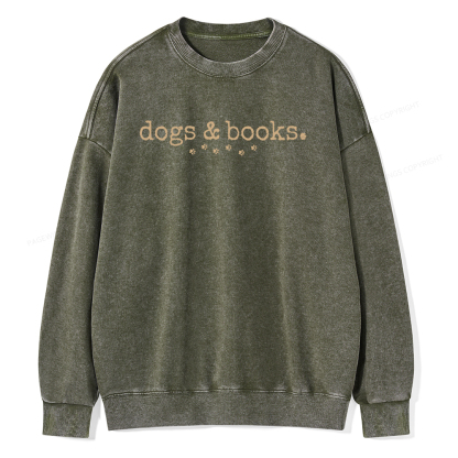 Pagewings Dogs & Books Unisex Washed Sweatshirt