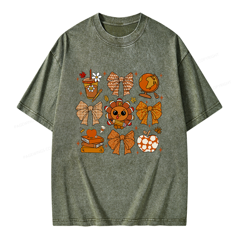 Pagewings Thanksgiving Fall Autumn Unisex Washed T-shirt