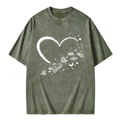 Pagewings Heart Of Books Unisex Washed T-shirt
