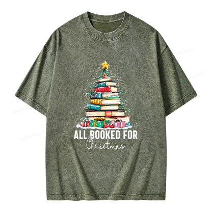 Pagewings All Booked For Christmas Unisex Washed T-shirt