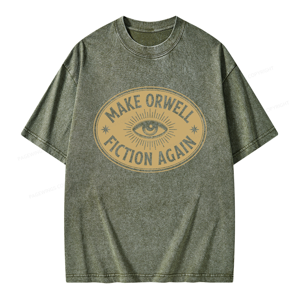Pagewings Make Orwell Fiction Again Unisex Washed T-shirt