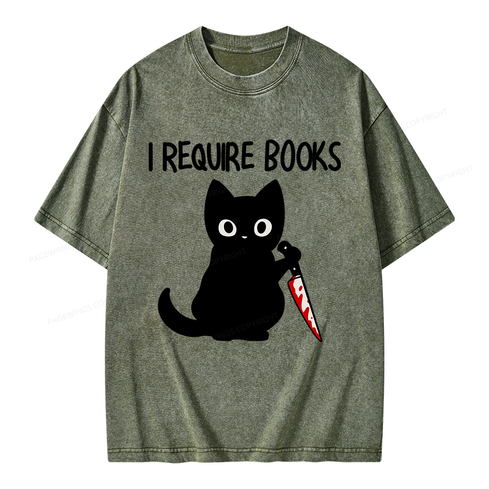 Pagewings I Require Books Unisex Washed T-shirt