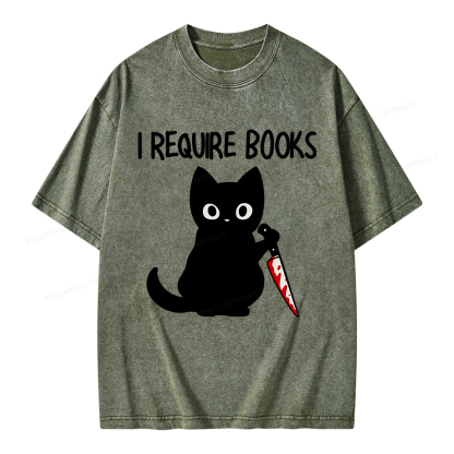 Pagewings I Require Books Unisex Washed T-shirt