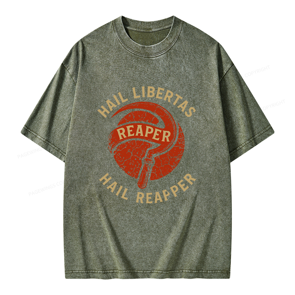 Pagewings Hail Libertas Hail Reaper Unisex Washed T-shirt