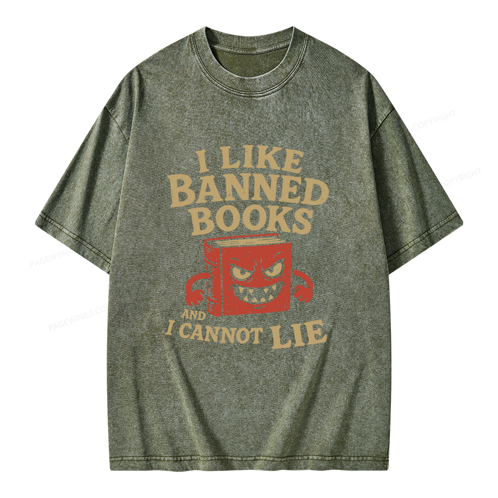 Pagewings I Like Banned Books and I Cannot Lie Unisex Washed T-shirt