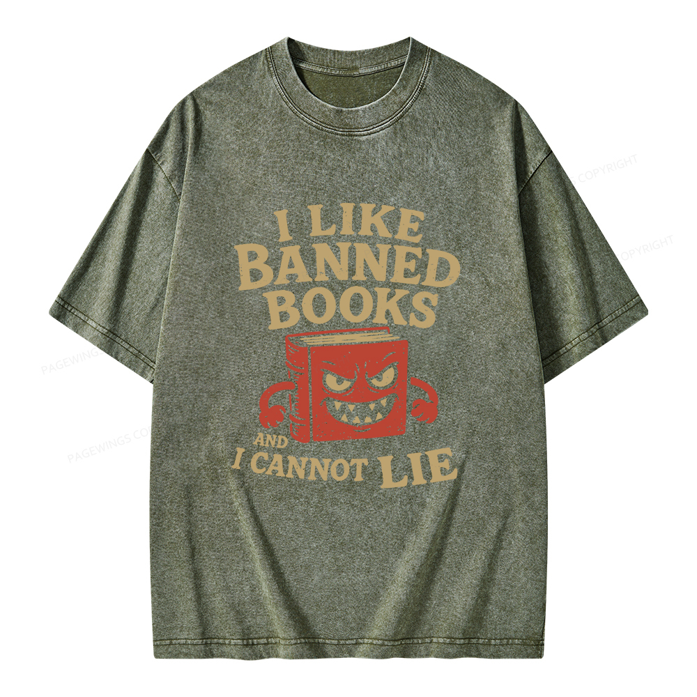 Pagewings I Like Banned Books and I Cannot Lie Unisex Washed T-shirt