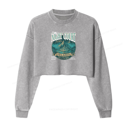 Pagewings The Night Court Women Washed Crop Sweatshirt