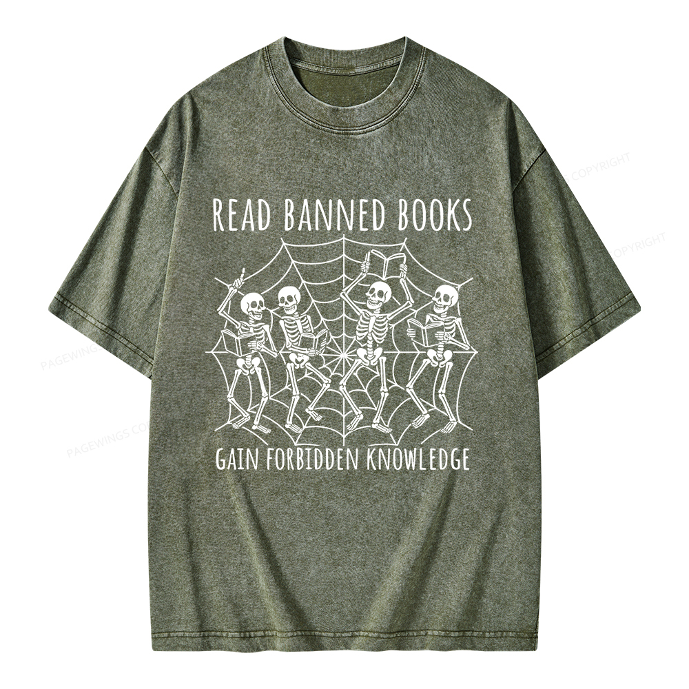 Pagewings Read Banned Books Gain Forbidden Knowledge Unisex Washed T-shirt