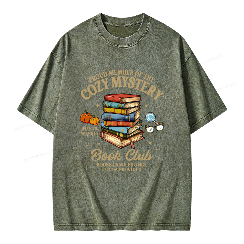 Pagewings Mystery Book Reader Unisex Washed T-shirt