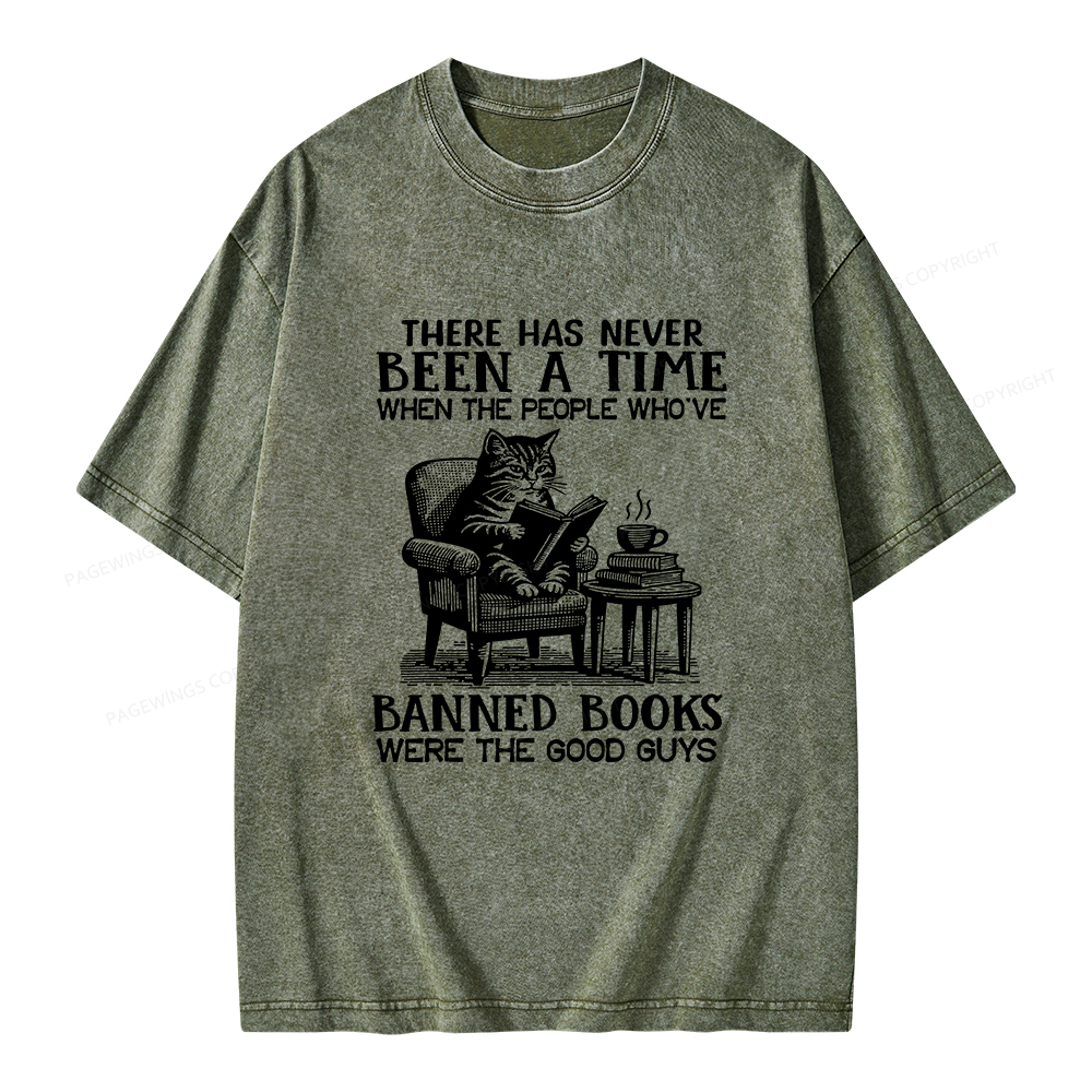 Pagewings Cats Reading Books Are Prohibited From Having Books Unisex Washed T-shirt