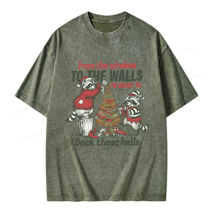 Pagewings I'm About To Deck These Halls Christmas Unisex Washed T-shirt