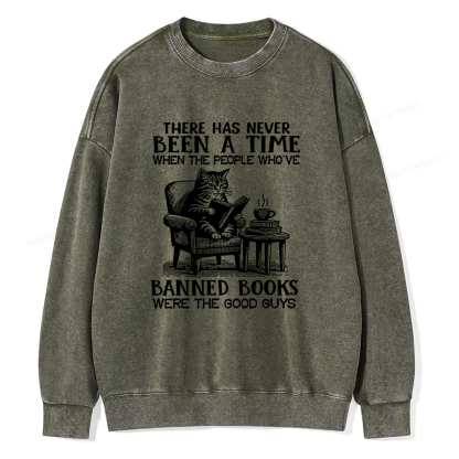 Pagewings Cats Reading Books Are Prohibited From Having Books Unisex Washed Sweatshirt