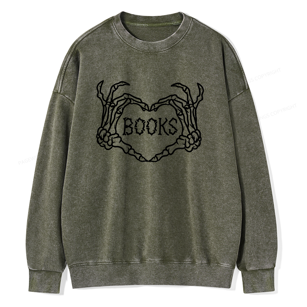 Pagewings Spooky Books Unisex Washed Sweatshirt