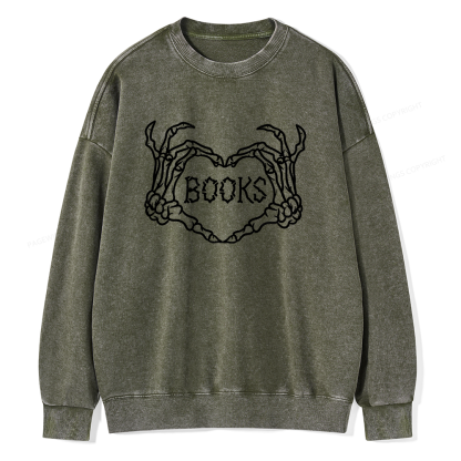 Pagewings Spooky Books Unisex Washed Sweatshirt