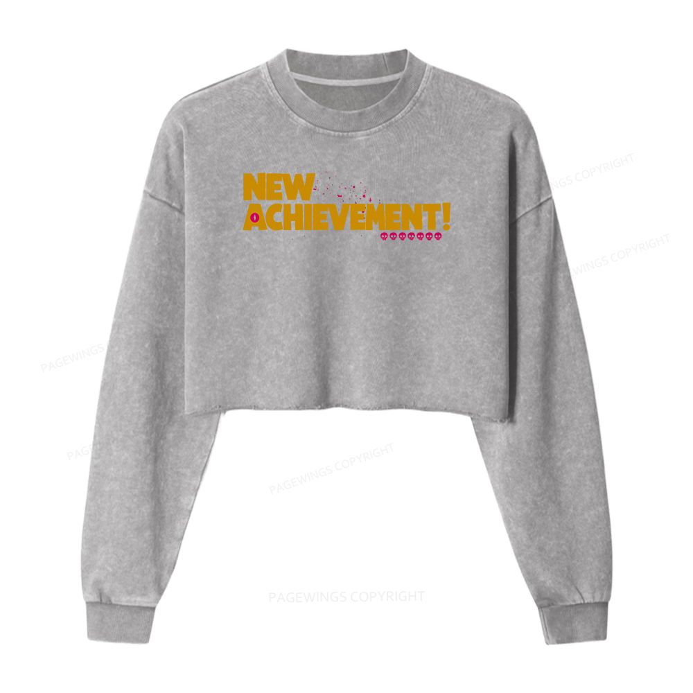 Pagewings New Achievement Women Washed Crop Sweatshirt