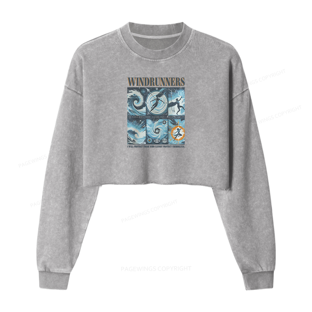 Pagewings Windrunners Women Washed Crop Sweatshirt