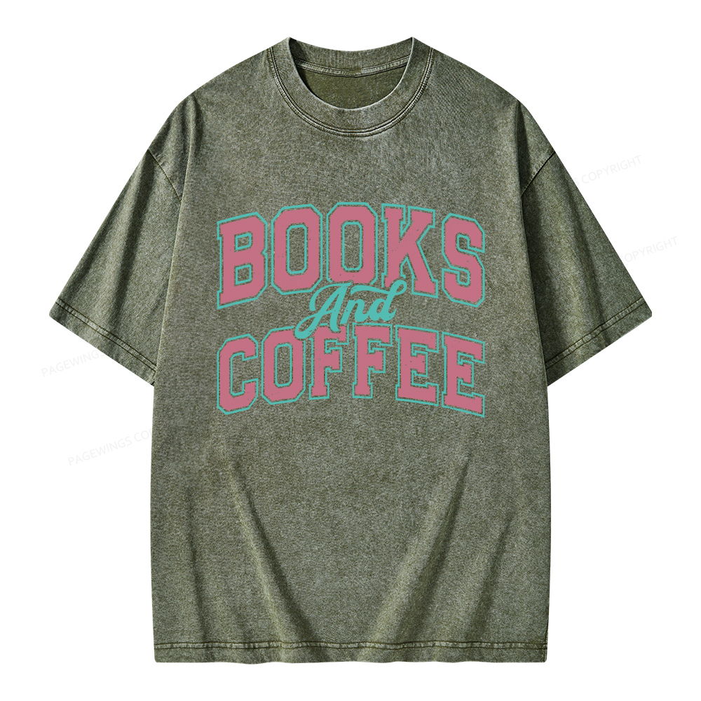 Pagewings Books and Coffee Unisex Washed T-shirt