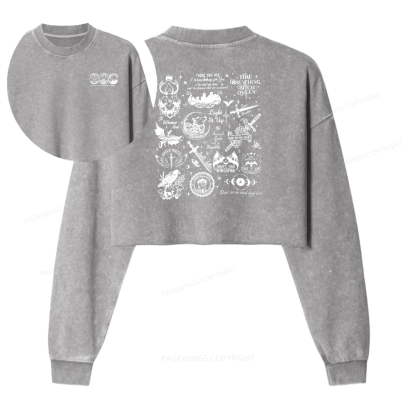 Pagewings Fantastic Reader Women Washed Crop Sweatshirt