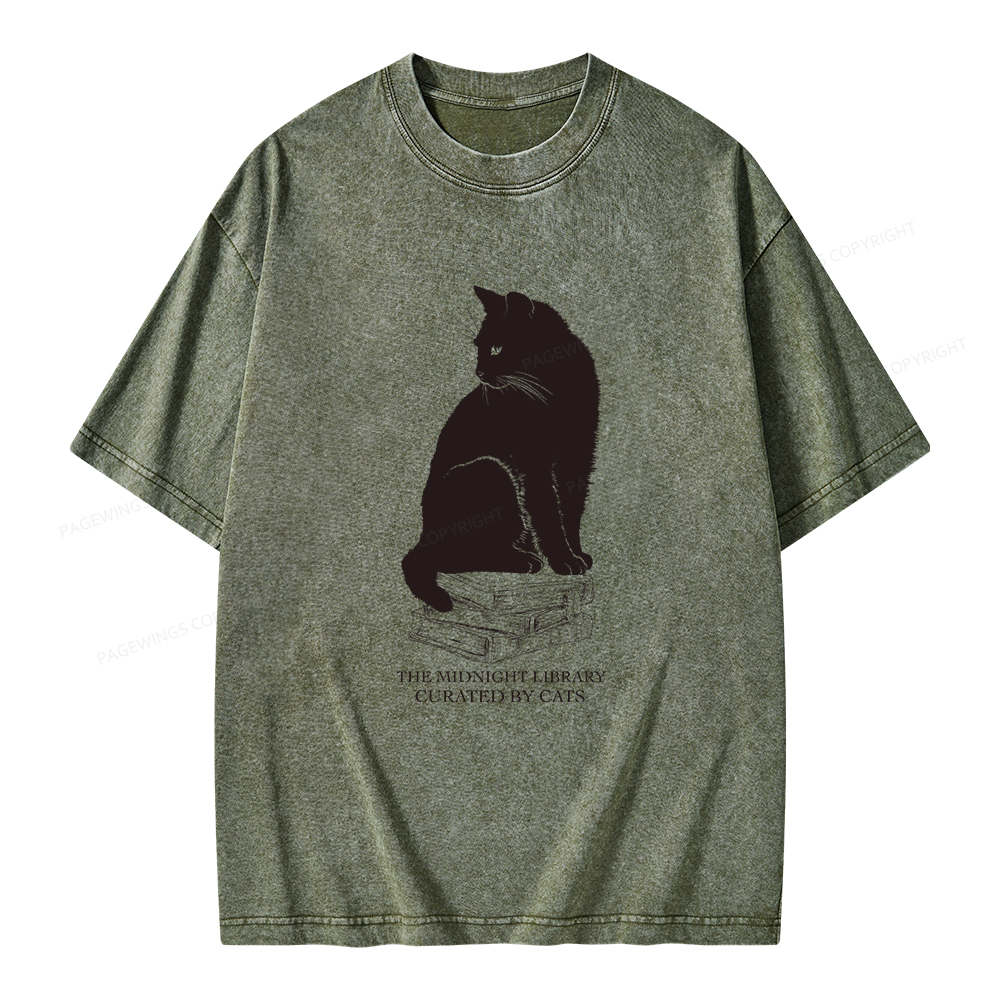 Pagewings The Midnight Library Curated By Cats Unisex Washed T-shirt
