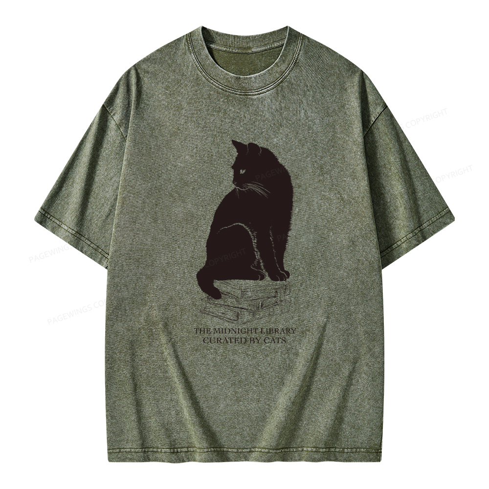 Pagewings The Midnight Library Curated By Cats Unisex Washed T-shirt
