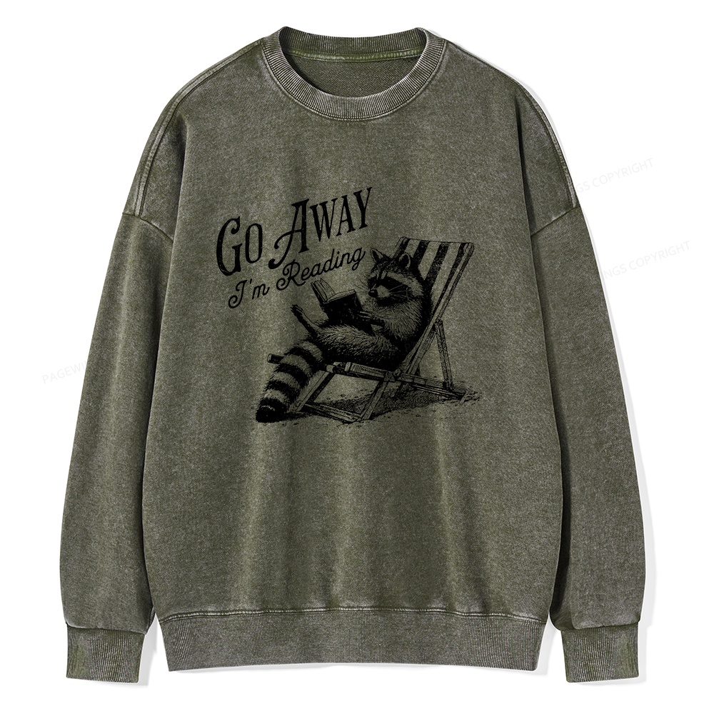 Pagewings Funny Raccoon Book Lover Tshirt Unisex Washed Sweatshirt