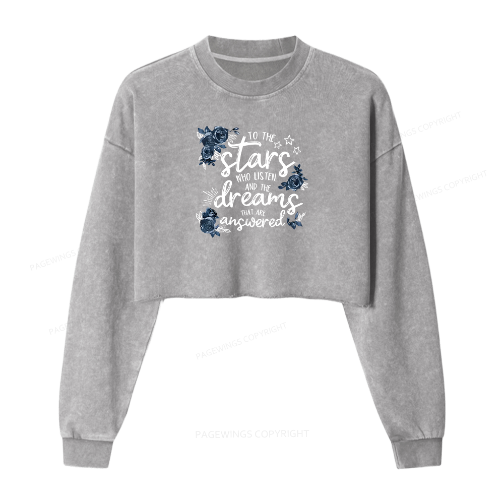 Pagewings To The Stars Women Washed Crop Sweatshirt