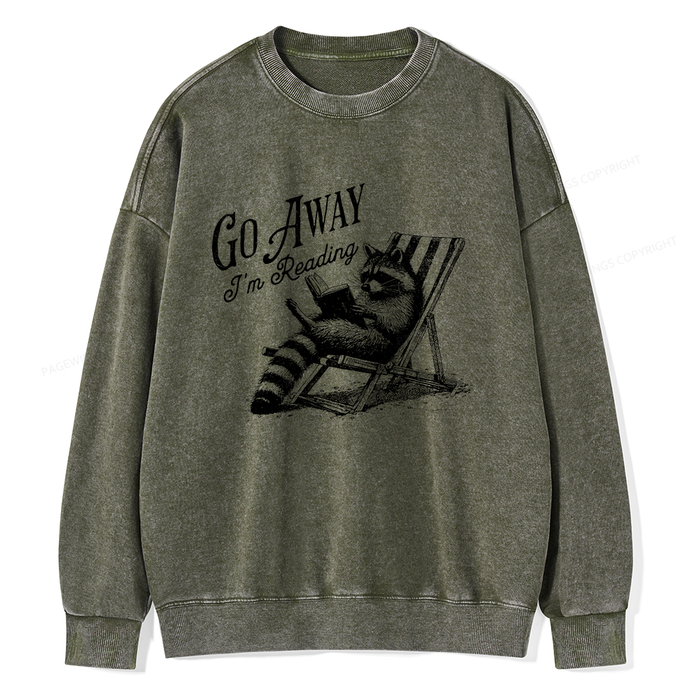 Pagewings Funny Raccoon Book Lover Tshirt Unisex Washed Sweatshirt